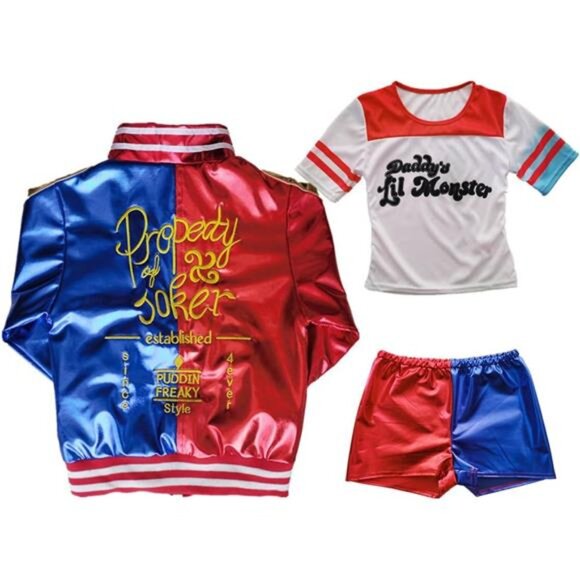 Girls Cosplay Costume Kids Halloween Costume Outfit Set with Tshirt Jacket Short - Picture 4 of 7